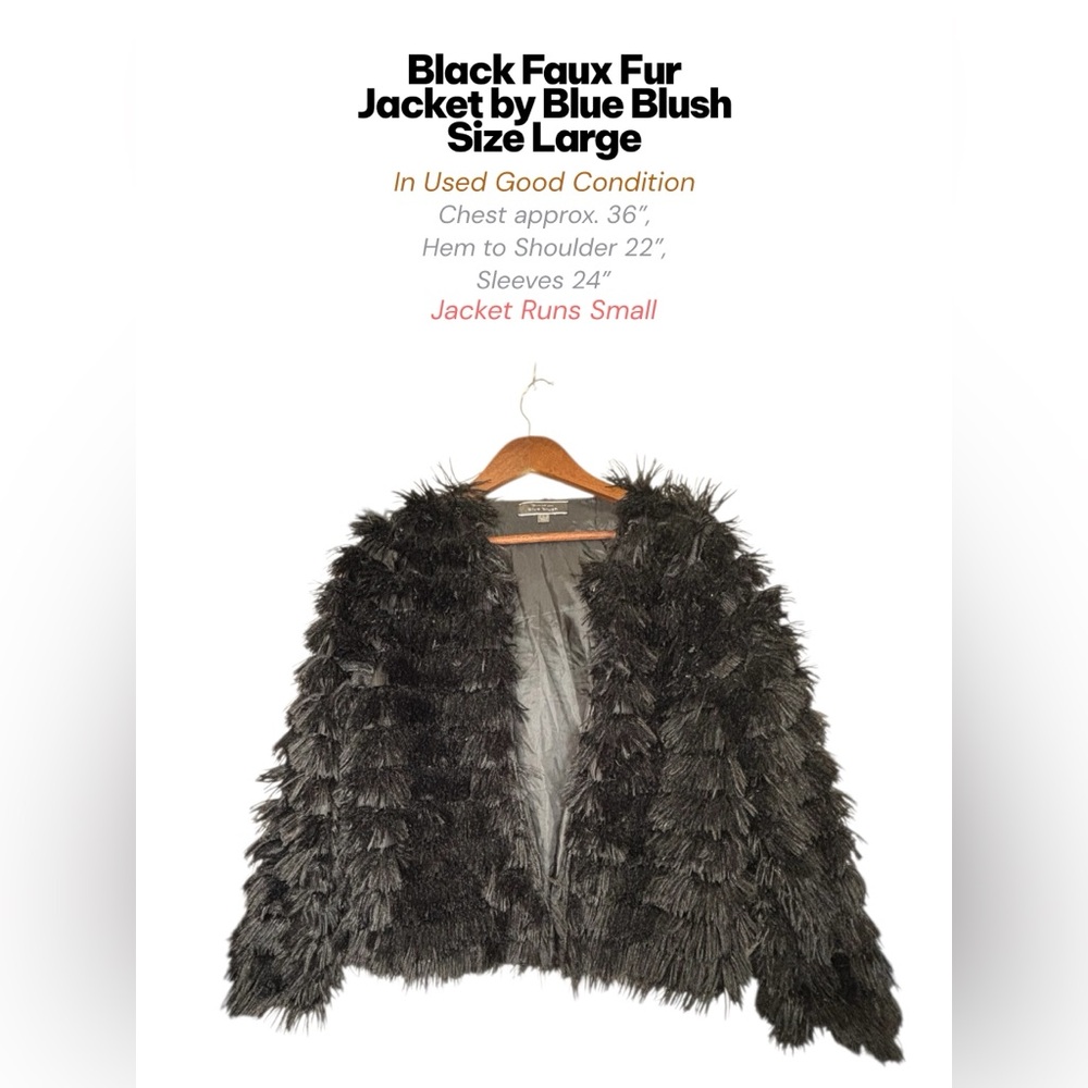 Blue Blush Faux Fur Jacket – Women’s Large (Runs Small)